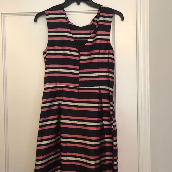 💙 Milly Silk Pink and Blue Striped Preppy Dress - Picture 6 of 6
